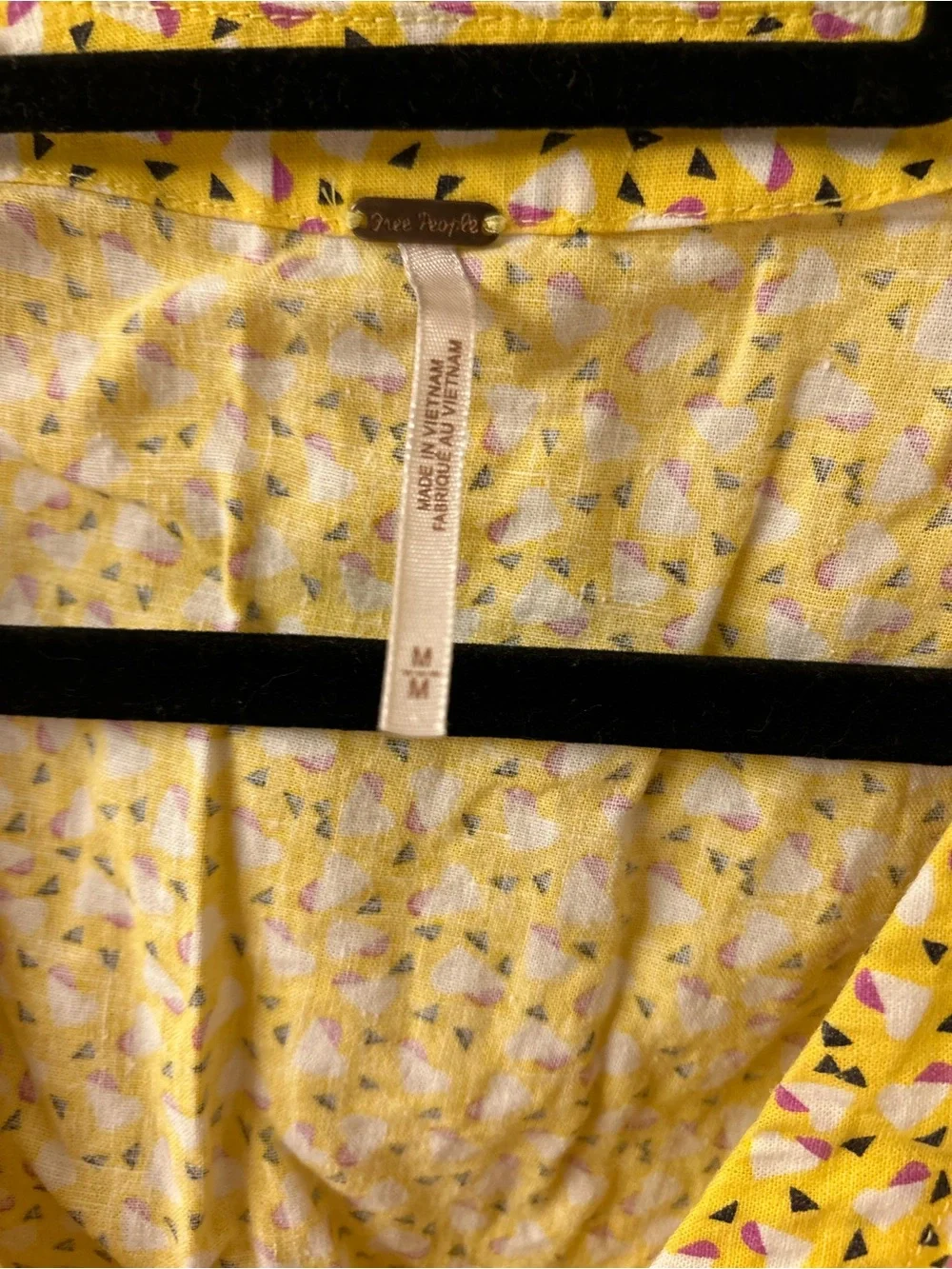 Free People Yellow Floral Ring-Detail Crop Top